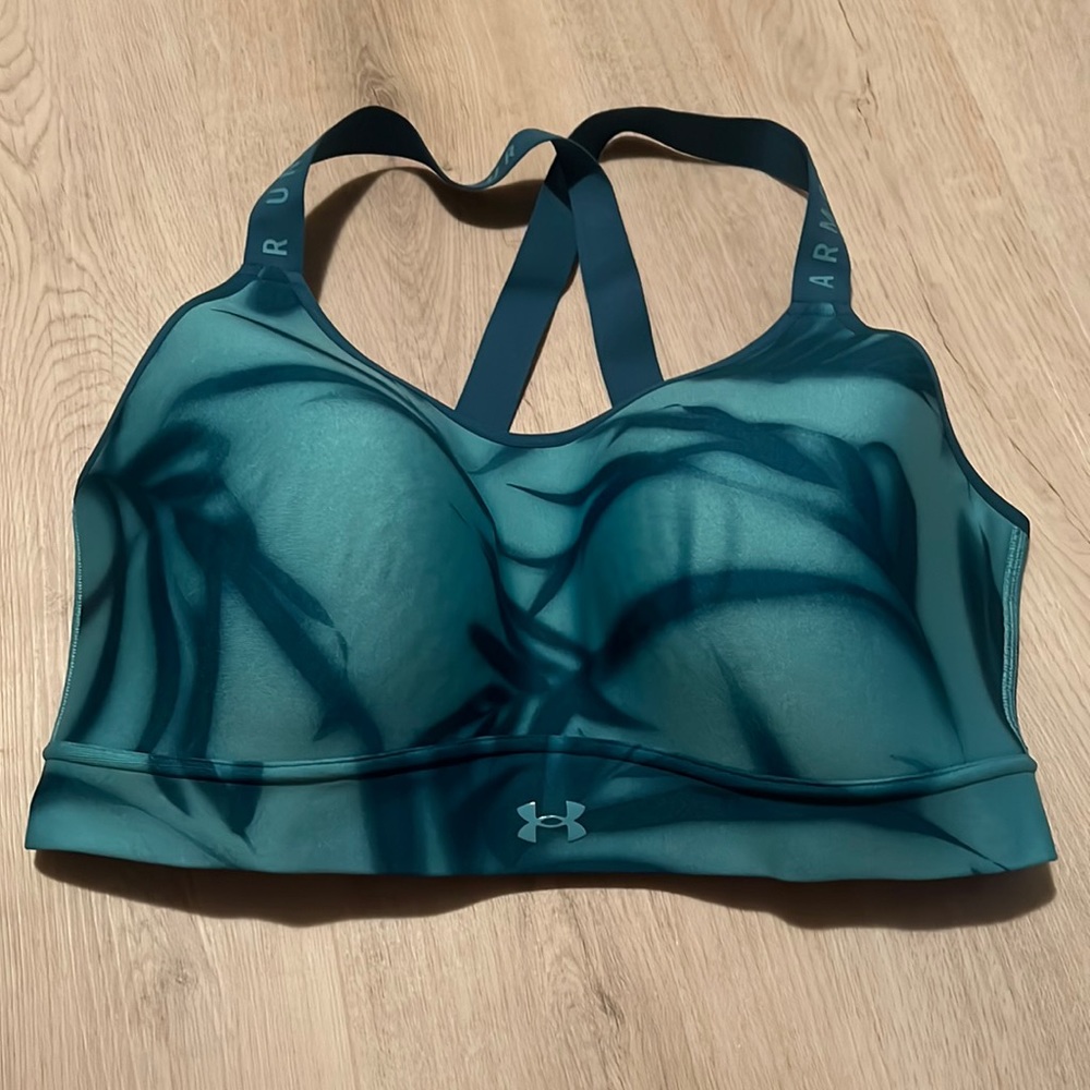 Under Armour Teal Marble-Print Padded Sports Bra